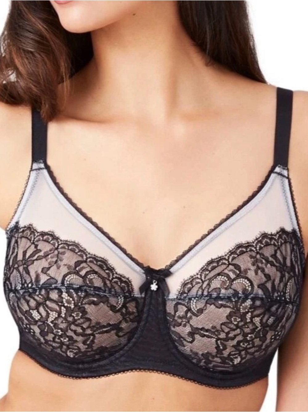 Wacoal Retro Chic Full Figure Underwire Bra 855186 Womens 44D Black Lace MINT!